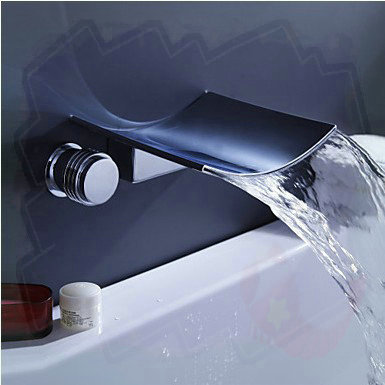 Wall Mounted Chrome Polished Waterfall Bathtub Faucets